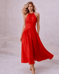 Vestido Vermelho Midi Frente Única