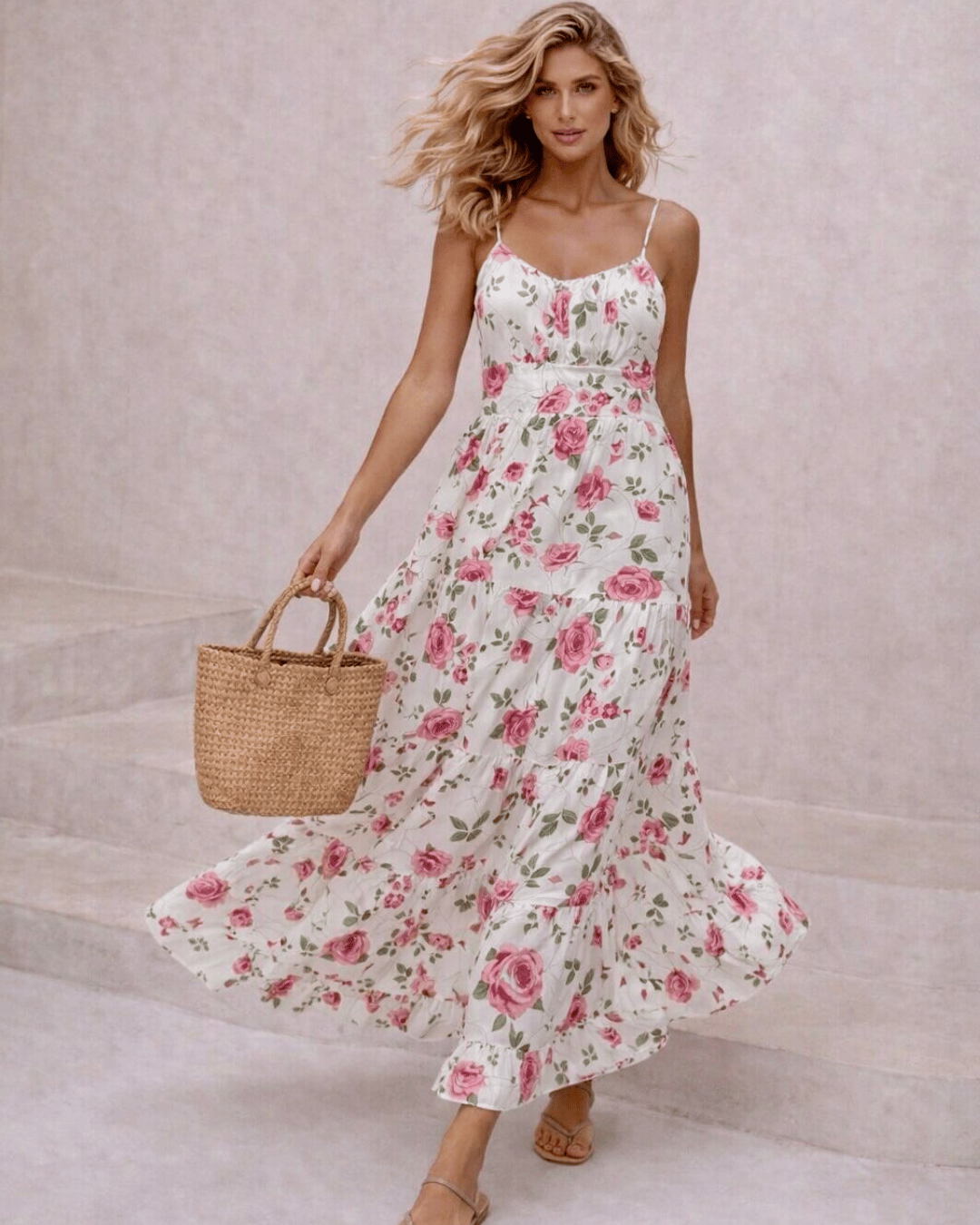 Vestido Longo Floral Romântico