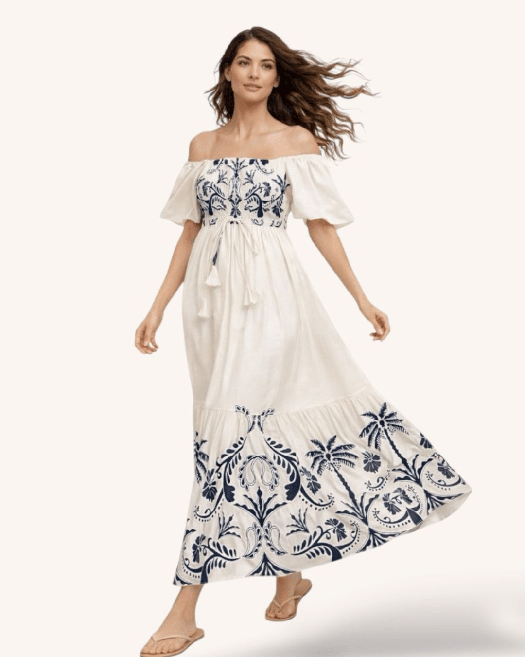 Vestido Longo Branco Bordado Ciganinha